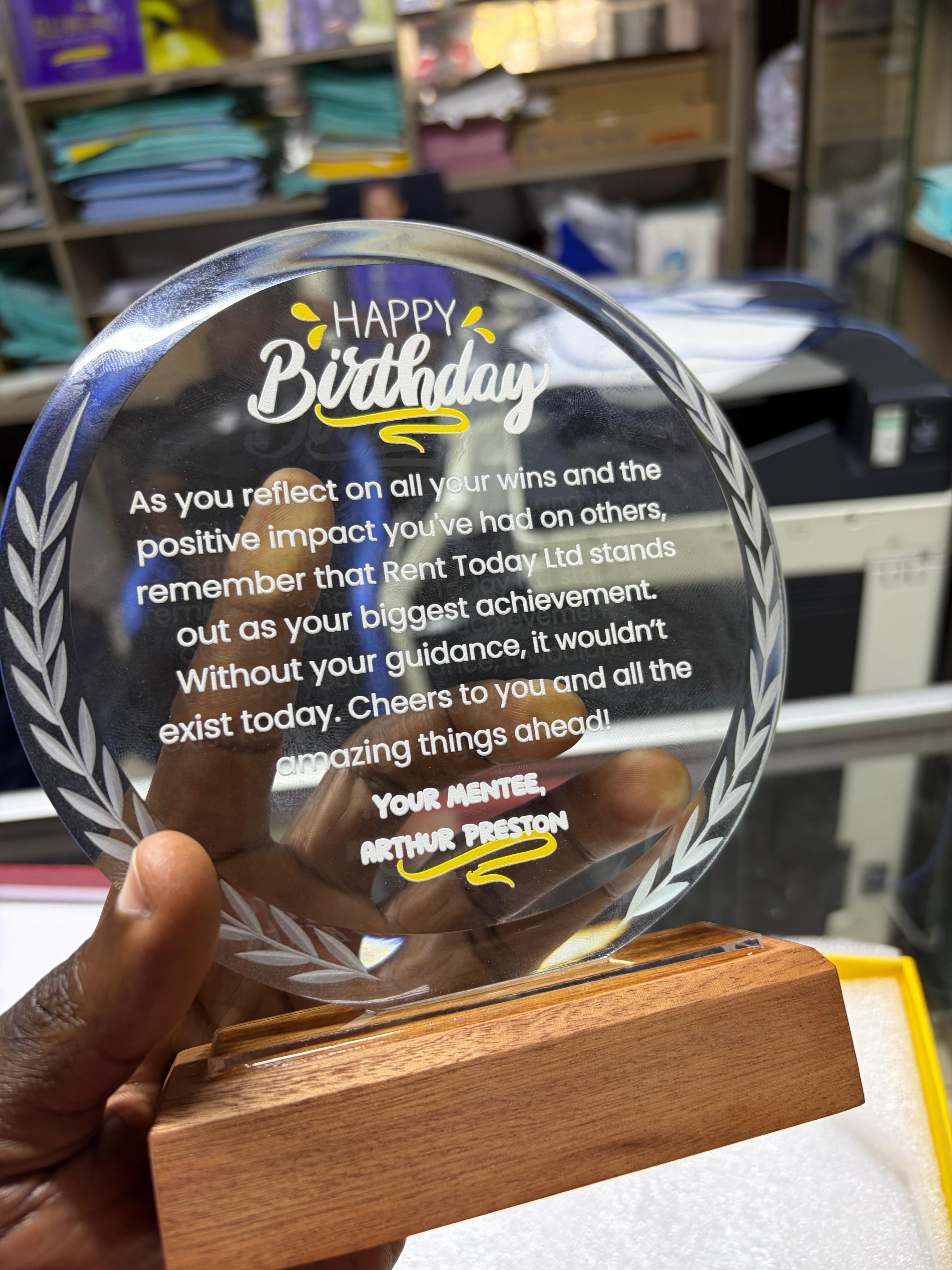 Elegant Crystal Birthday Trophy