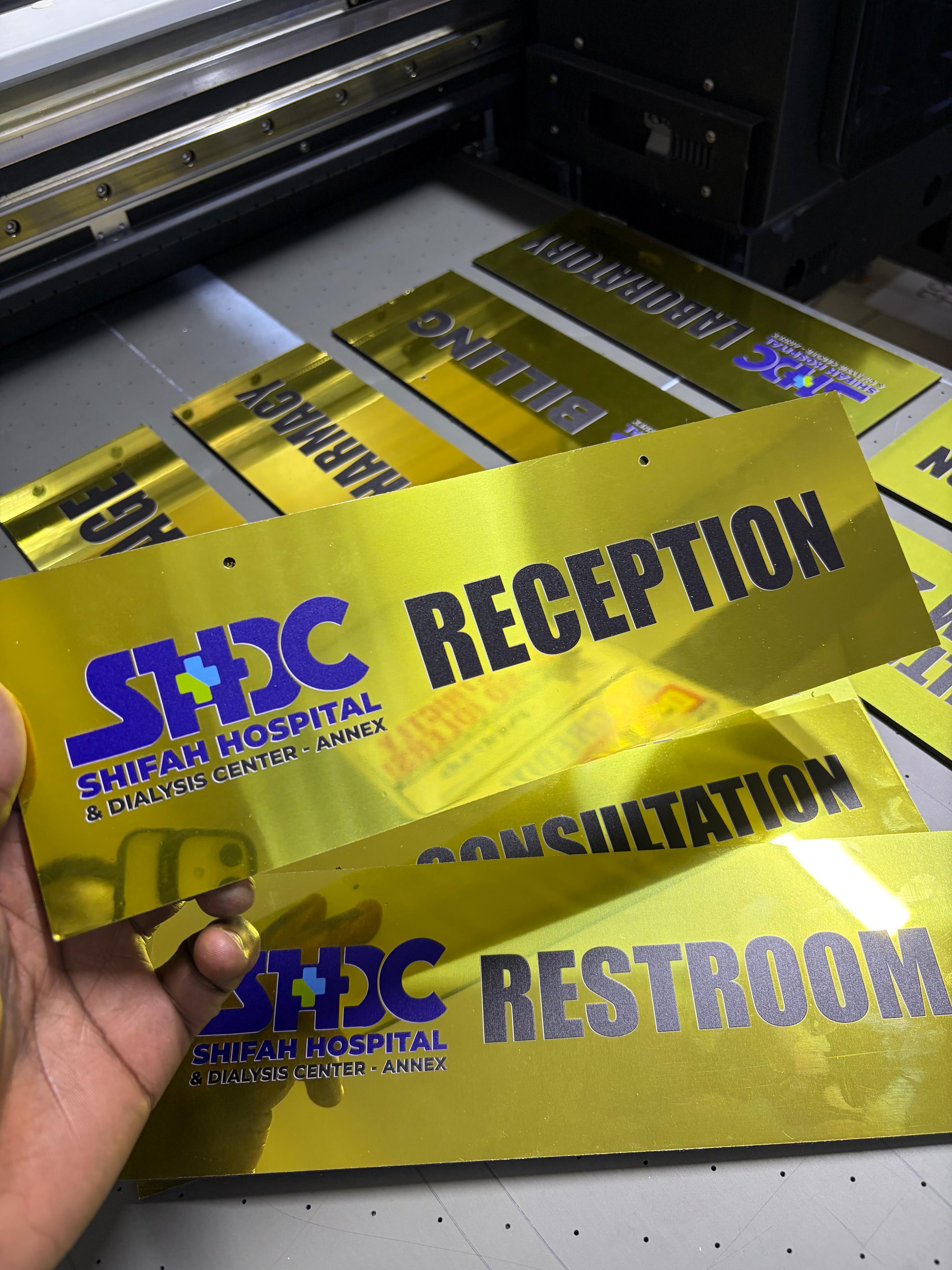 Gold Sheeted Door Directory Signs